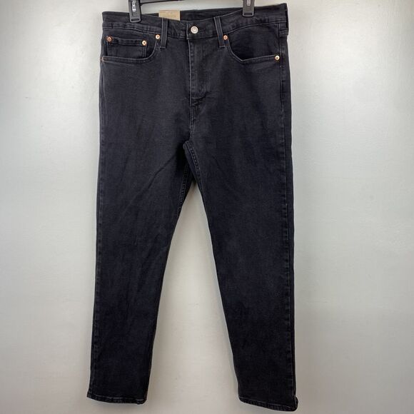 Levis 502 Jeans Mens 34x32 Black Tapered Stretch Denim Pants Zip Fly 295073009‎ - Picture 1 of 14